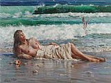 Guan Zeju Famous Paintings - nude on the beach